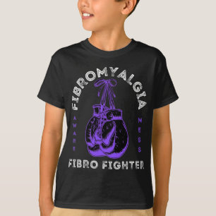 Fibromyalgia Awareness Ribbon Boxing Gloves Fibro  T-Shirt