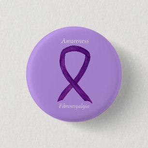 Fibromyalgia Awareness Ribbon Custom Art Pin