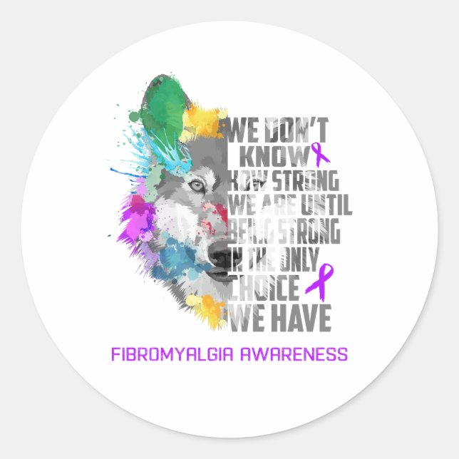 Fibromyalgia Awareness Ribbon Support Gifts Classic Round Sticker (Front)