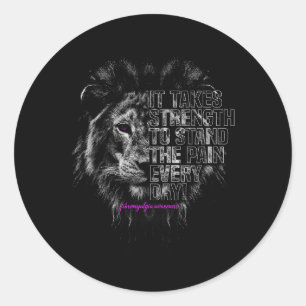 Fibromyalgia Awareness _ Strong Lion  Classic Round Sticker