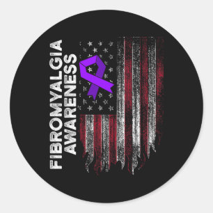 Fibromyalgia Awareness Survivor Proud Warrior 11 Classic Round Sticker