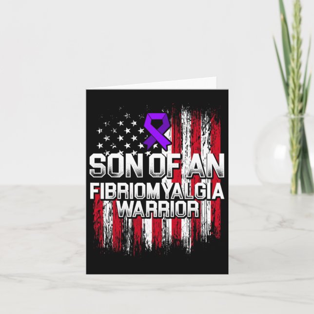 Fibromyalgia Awareness Survivor Son Warrior 4  Card (Front)