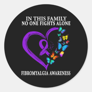 Fibromyalgia Awareness Warrior Support Purple Ribb Classic Round Sticker