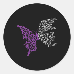 Fibromyalgia Awareness Warrior Support Purple Ribb Classic Round Sticker