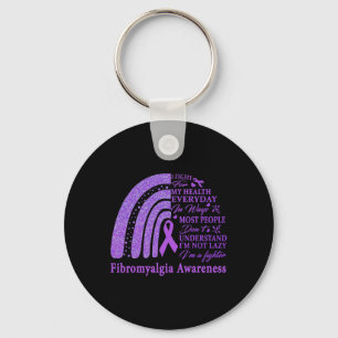 Fibromyalgia Awareness Warrior Support Purple Ribb Key Ring