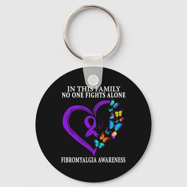 Fibromyalgia Awareness Warrior Support Purple Ribb Key Ring (Front)