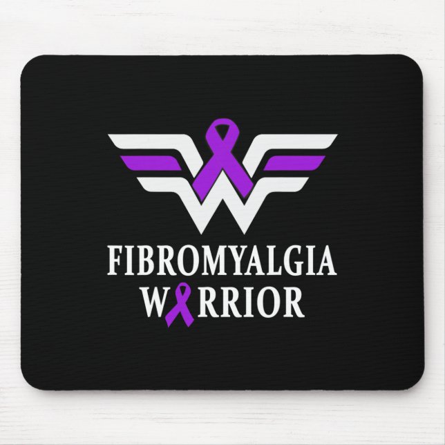 Fibromyalgia Awareness Warrior Support Purple Ribb Mouse Pad (Front)