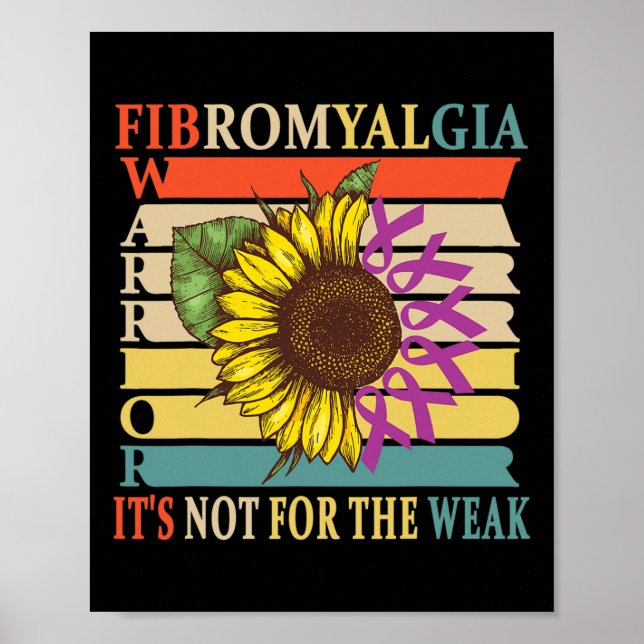 Fibromyalgia Awareness Warrior Support Purple Ribb Poster (Front)