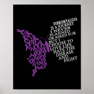 Fibromyalgia Awareness Warrior Support Purple Ribb Poster