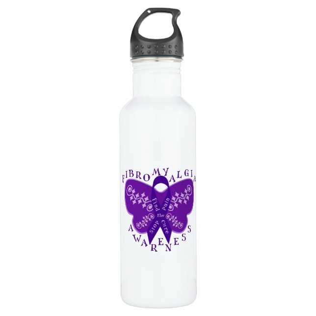 Fibromyalgia Awareness Water Bottle (Front)
