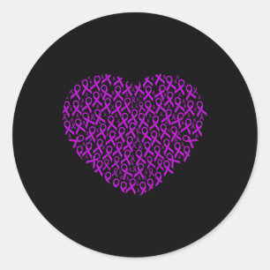 Fibromyalgia Awareness Yellow Ribbon Heart Gift  Classic Round Sticker