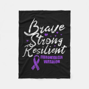 Fibromyalgia Brave Strong Resilient Fibro Awarenes Fleece Blanket