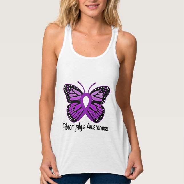 Fibromyalgia Butterfly Awareness Ribbon Singlet (Front)