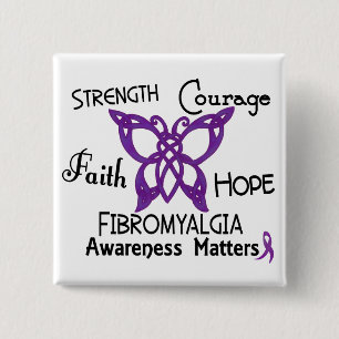 Fibromyalgia Celtic Butterfly 3 15 Cm Square Badge