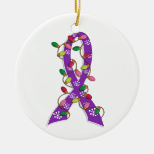 Fibromyalgia Christmas Lights Ribbon Ceramic Tree Decoration