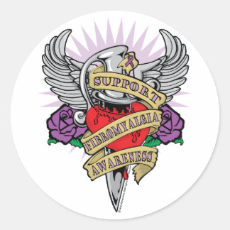 Fibromyalgia Dagger Classic Round Sticker