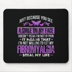 Fibromyalgia Fibro Warrior Purple Ribbon Butterfly Mouse Pad