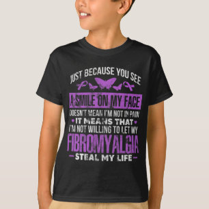 Fibromyalgia Fibro Warrior Purple Ribbon Butterfly T-Shirt