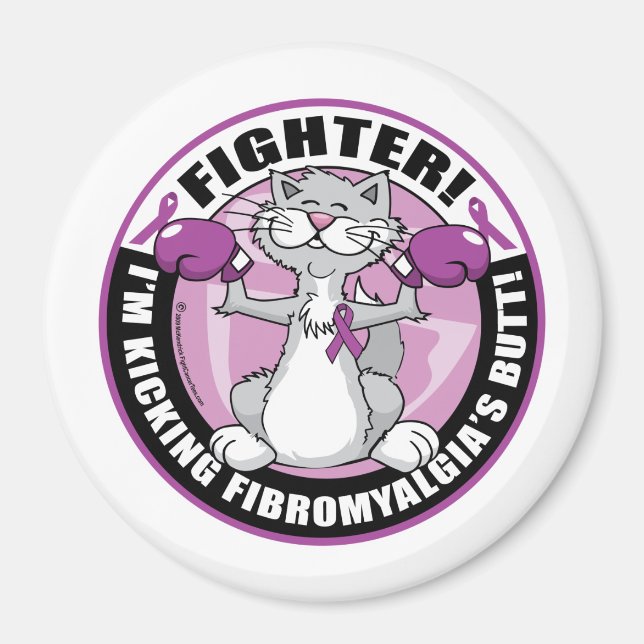 Fibromyalgia Fighter Cat Magnet (Front)