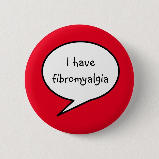 fibromyalgia, red awareness 6 cm round badge (Front)