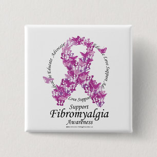 Fibromyalgia Ribbon of Butterflies 15 Cm Square Badge