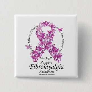 Fibromyalgia Ribbon of Butterflies 15 Cm Square Badge