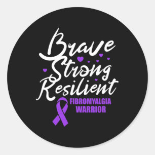 Fibromyalgia Warrior Brave Strong Resilient Fibro Classic Round Sticker