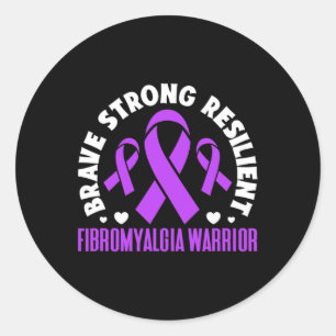 Fibromyalgia Warrior Brave Strong Resilient Fibro Classic Round Sticker