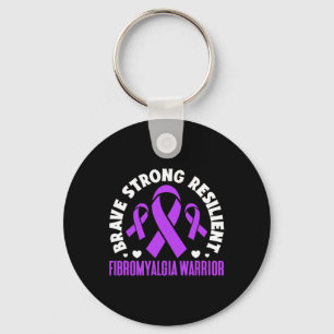 Fibromyalgia Warrior Brave Strong Resilient Fibro Key Ring