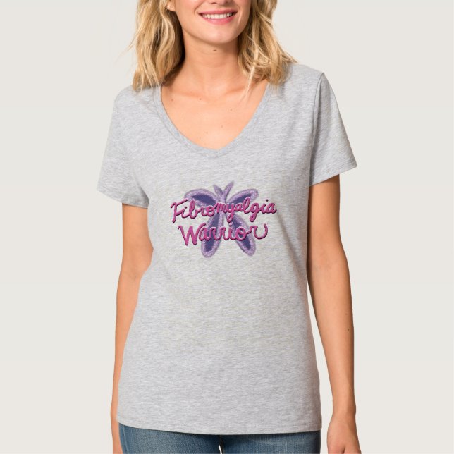 Fibromyalgia Warrior - Glittery Butterfly T-Shirt (Front)