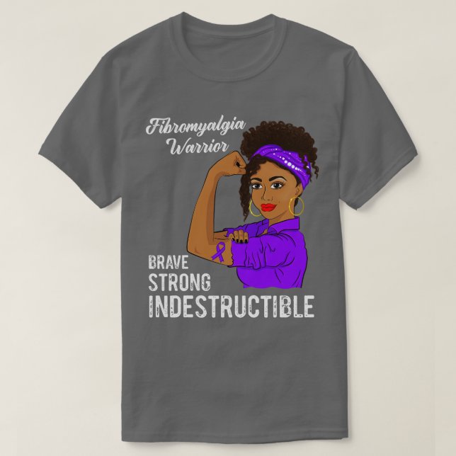 Fibromyalgia Warrior Indestructible Chronic Pain A T-Shirt (Design Front)