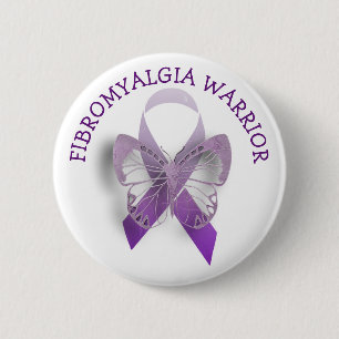 Fibromyalgia Warrior Purple Awareness Ribbon Butto 6 Cm Round Badge