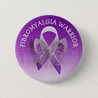 Fibromyalgia Warrior Purple Awareness Ribbon Butto 6 Cm Round Badge