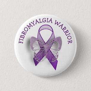 Fibromyalgia Warrior Purple Awareness Ribbon Butto 6 Cm Round Badge