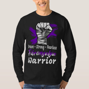 Fibromyalgia Warrior Purple Ribbon Fight Support T-Shirt