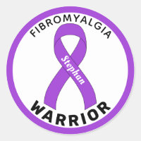 Fibromyalgia Warrior Ribbon White Round Sticker