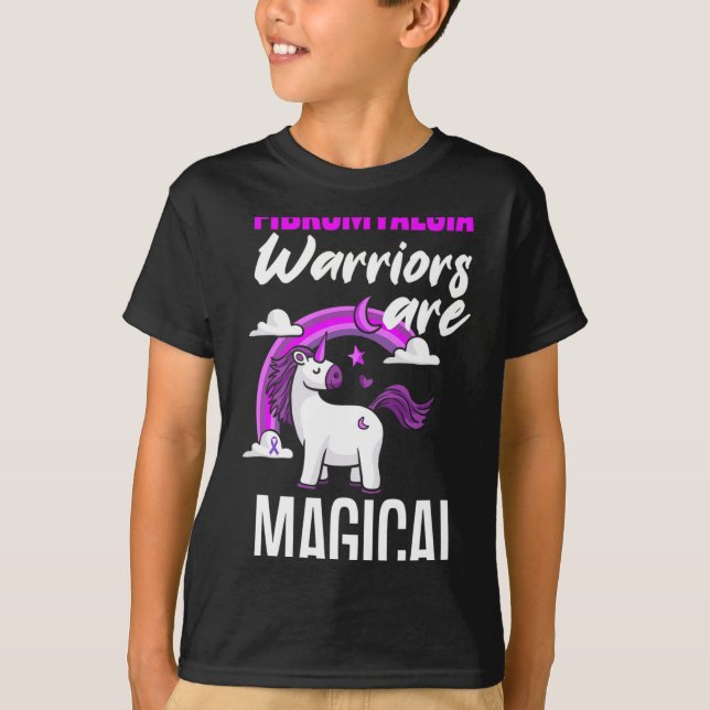 Fibromyalgia Warriors Are Magical Unicorn Fibromya T-Shirt (Front)