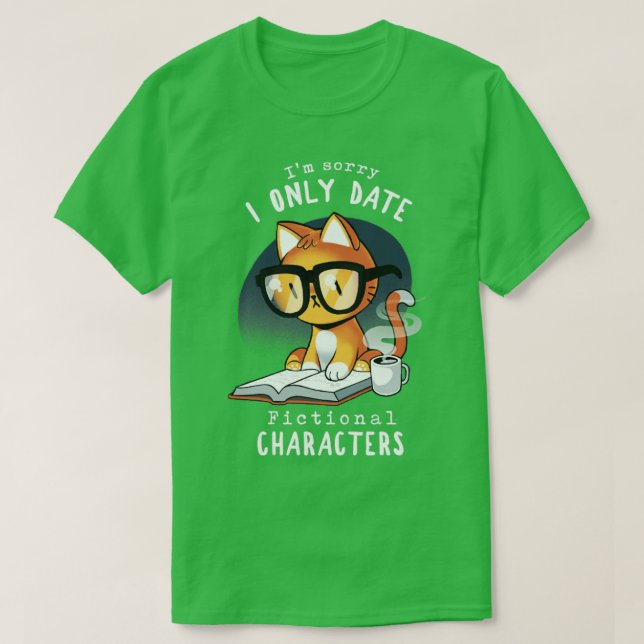 Fictional Characters Smart Bookworm Cat Funny Quot T-Shirt (Design Front)