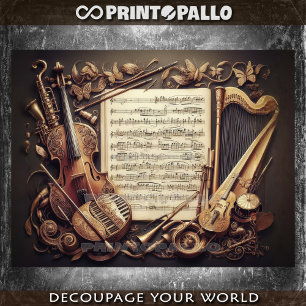 Fictional concept of music instruments ensamble tissue paper