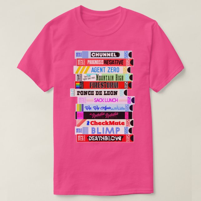 Fictional Seinfeld VHS Stack T-Shirt (Design Front)