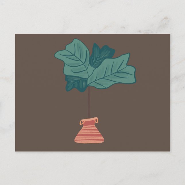 Fiddle Fig Tree Green Potted Plant Illustration Postcard (Front)