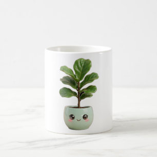 Fiddle-Leaf Fig Kawaii Indoor Plant Mug