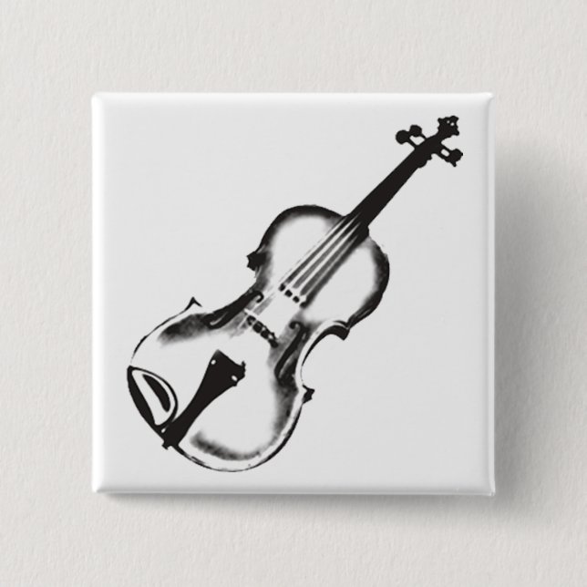 Fiddle or Violin "Drawing" 15 Cm Square Badge (Front)