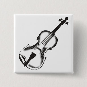 Fiddle or Violin "Drawing" 15 Cm Square Badge