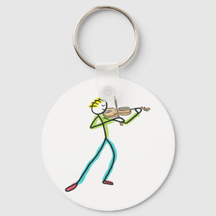 Fiddle Playing Stickman Key Ring