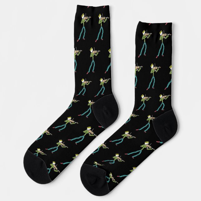 Fiddle Playing Stickman Socks (Left)
