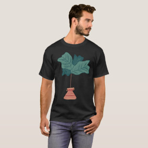 Fiddle Tree Leaf Houseplant Hand Drawn T-Shirt