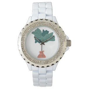 Fiddle Tree Leaf Houseplant Hand Drawn Watch