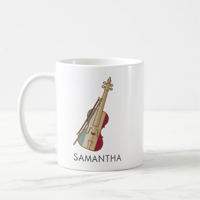 Fiddle Whisperer Vintage Violin Personalised Coffee Mug (Left)