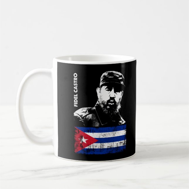 Fidel Castro Cuba Revolution Cuban Flag Coffee Mug (Left)
